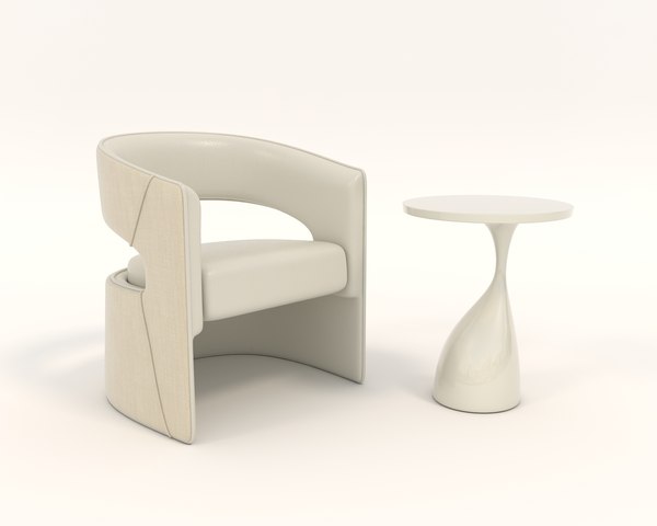 3D Contemporary Chair and Coffee Table 3