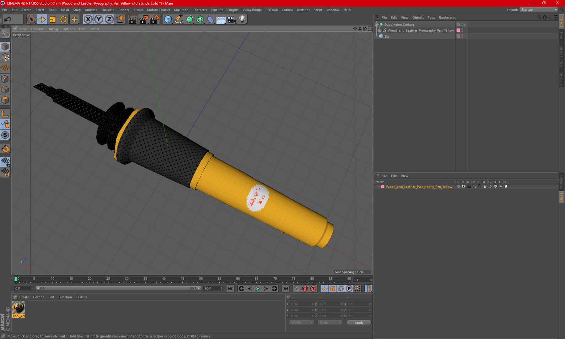 Wood And Leather Pyrography Pen Yellow 3D - TurboSquid 2156950