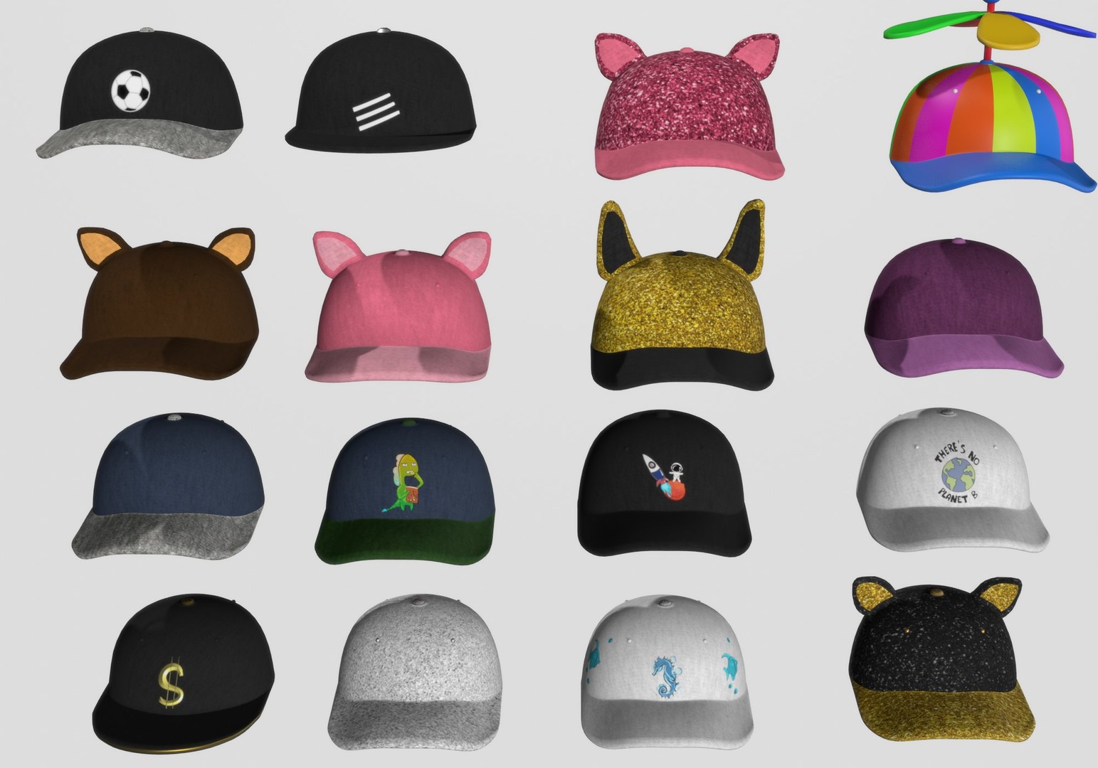 3D model 30 cartoon caps collection - TurboSquid 1893341
