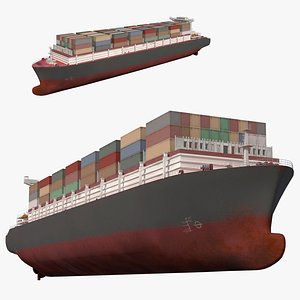 Detailed Cargo container ship Low poly