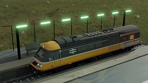 3D train station with train 3D model