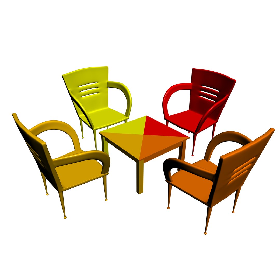 3D Cafe Plastic Chair Table Set TurboSquid 1857852