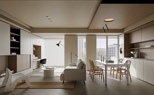 Modern living room dining room 3D model