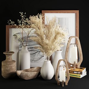 3D Pampas in  White Ceramic vase