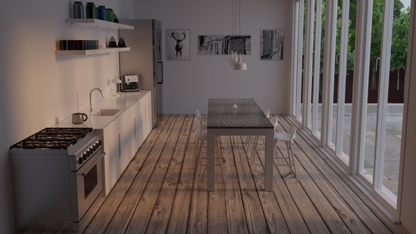 photorealistic kitchen minimal model