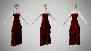 3D Dress 39 Burgundy Velvet