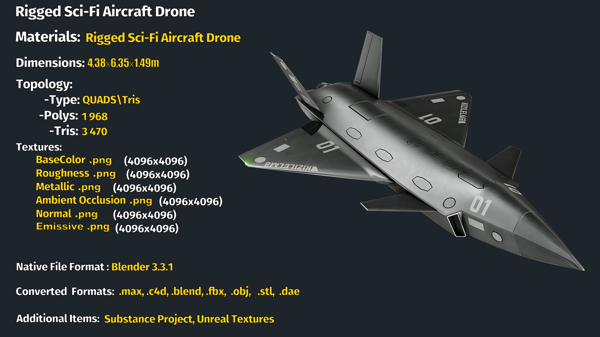 Rigged Sci-Fi Aircraft Drone 3D model https://p.turbosquid.com/ts-thumb/8m/OZUKId/SX/info/png/1665264586/1920x1080/fit_q87/b5f758ccc31cec179befab668b508ade7d790635/info.jpg