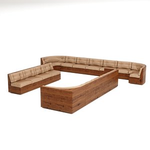 3D Booth seating in modular style model