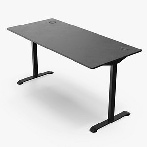 Minimalist Gaming Desk with Cable Outlets Black