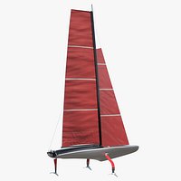 Competitive Sailing Yacht Hydrofoil Red