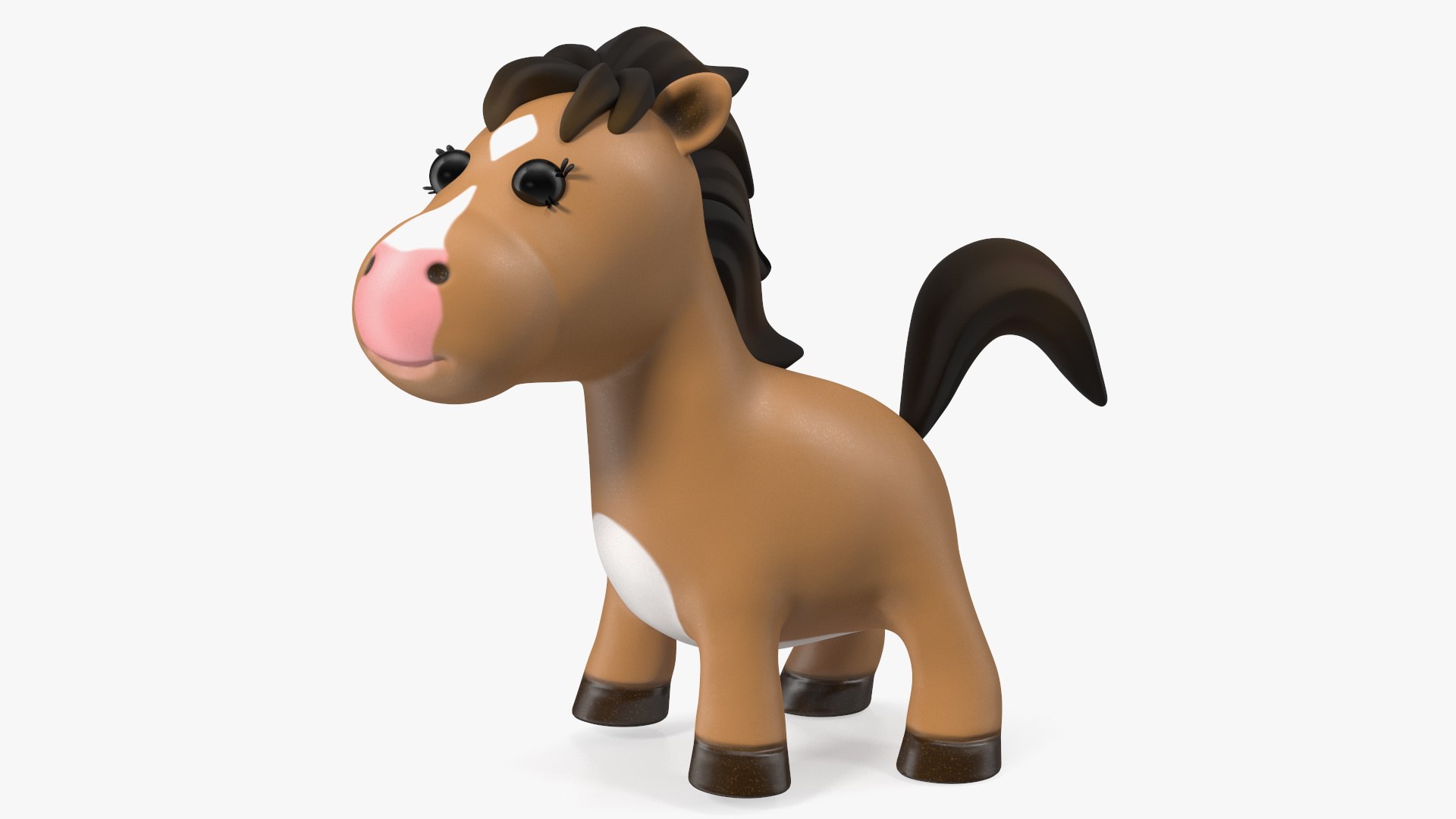 Brown Cartoon Horse Rigged for Maya 3D model preview