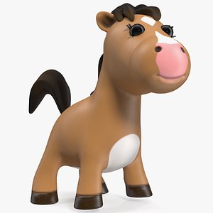 Brown Cartoon Horse Rigged for Maya