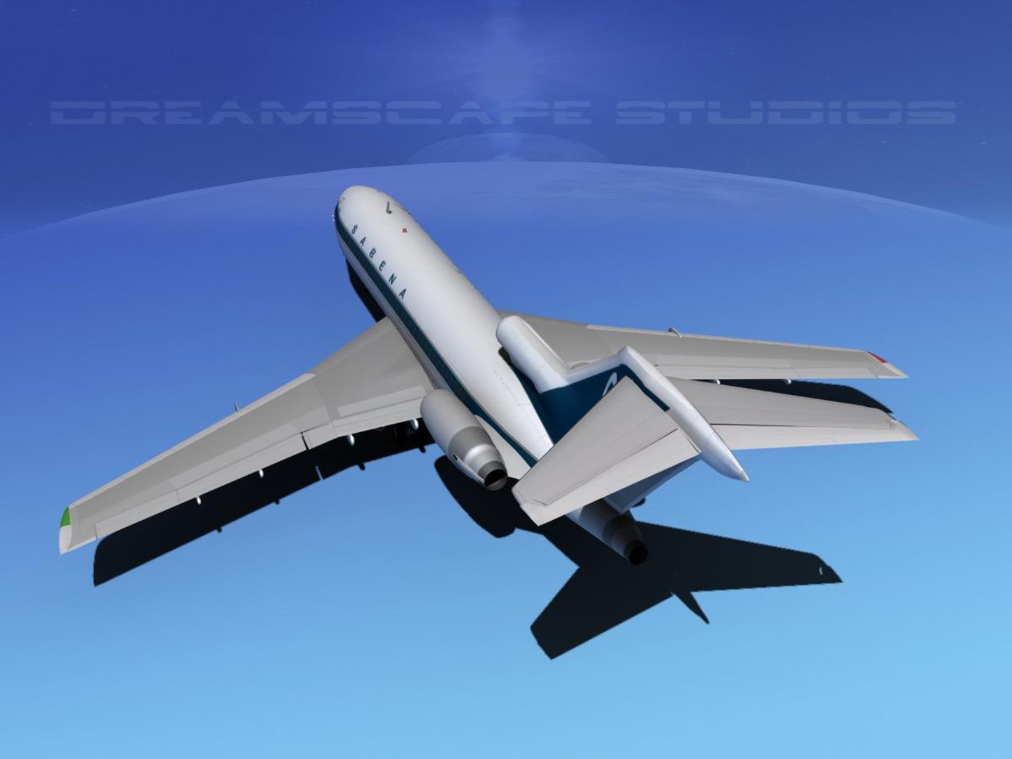 airline boeing 727 727-100 3d model
