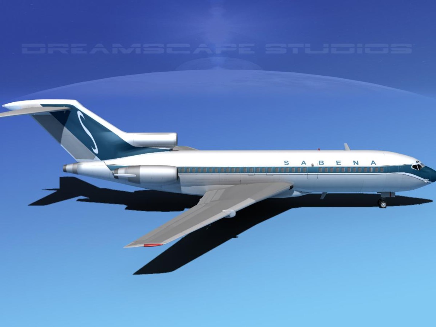 airline boeing 727 727-100 3d model