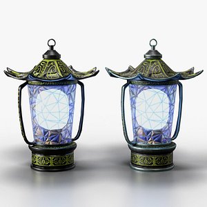 Lantern 08 - Engraved Yellow-Trim Pagoda Light
