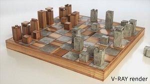 chess wood concrate 3D