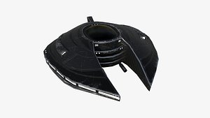 3D Alien Spaceship UFO D10 Full Black - Sci Fi Spacecraft Design
