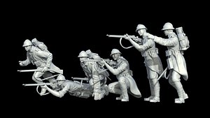 3D French soldier ww1 model