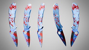 3D Knife 9 Butterfly Blue FT With Blood model