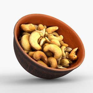 3D Photorealistic 3D scan of Clay Bowl with cashew nuts model