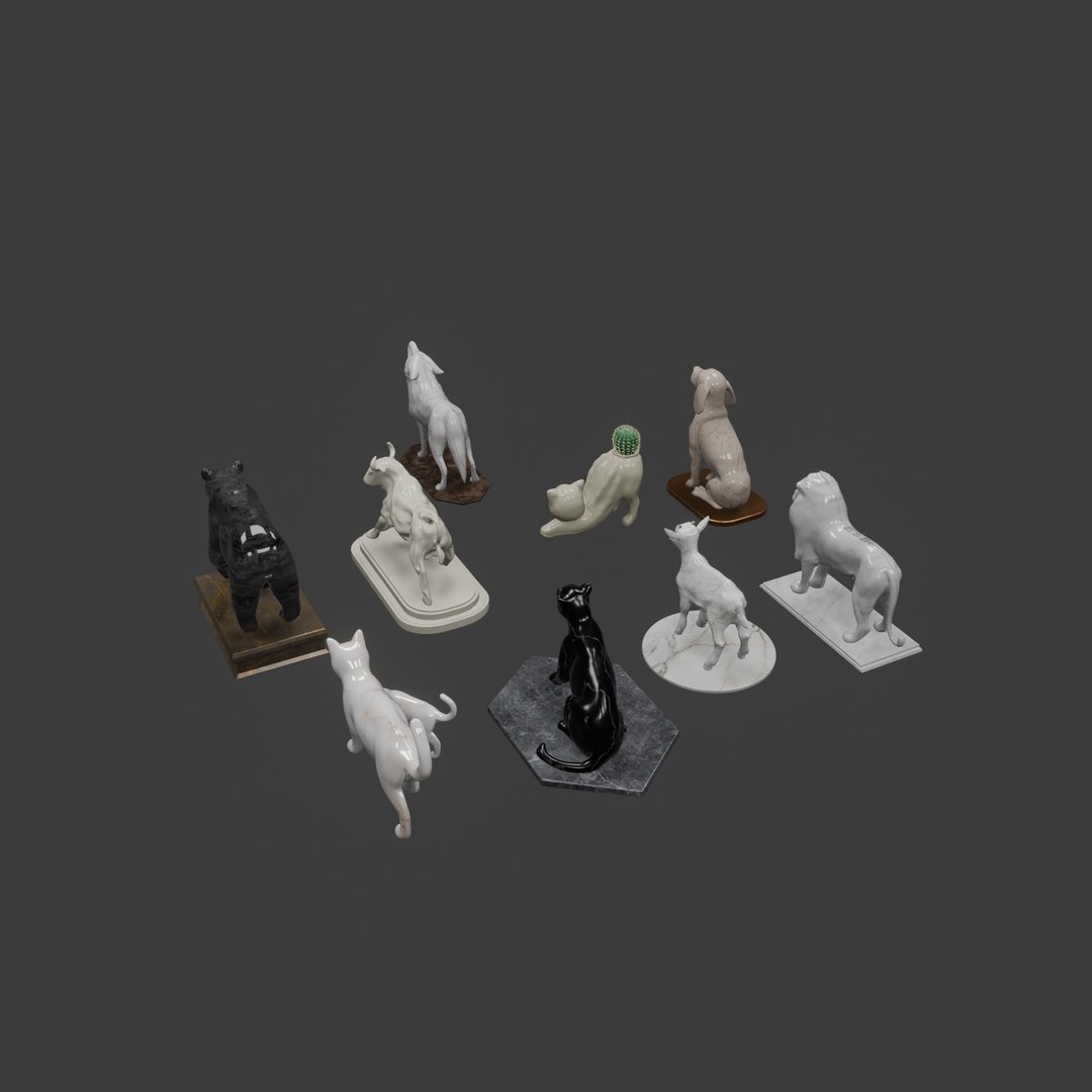 3D House Interior Decoration Animal Statues Model - TurboSquid 2319370