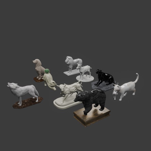 modelo 3d Estatuas de animales para la decoración de interiores de ...