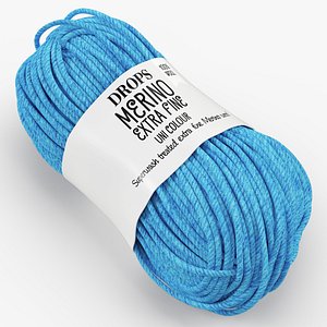 Drops Merino Extra Fine Wool Yarn Blue Fur 3D model
