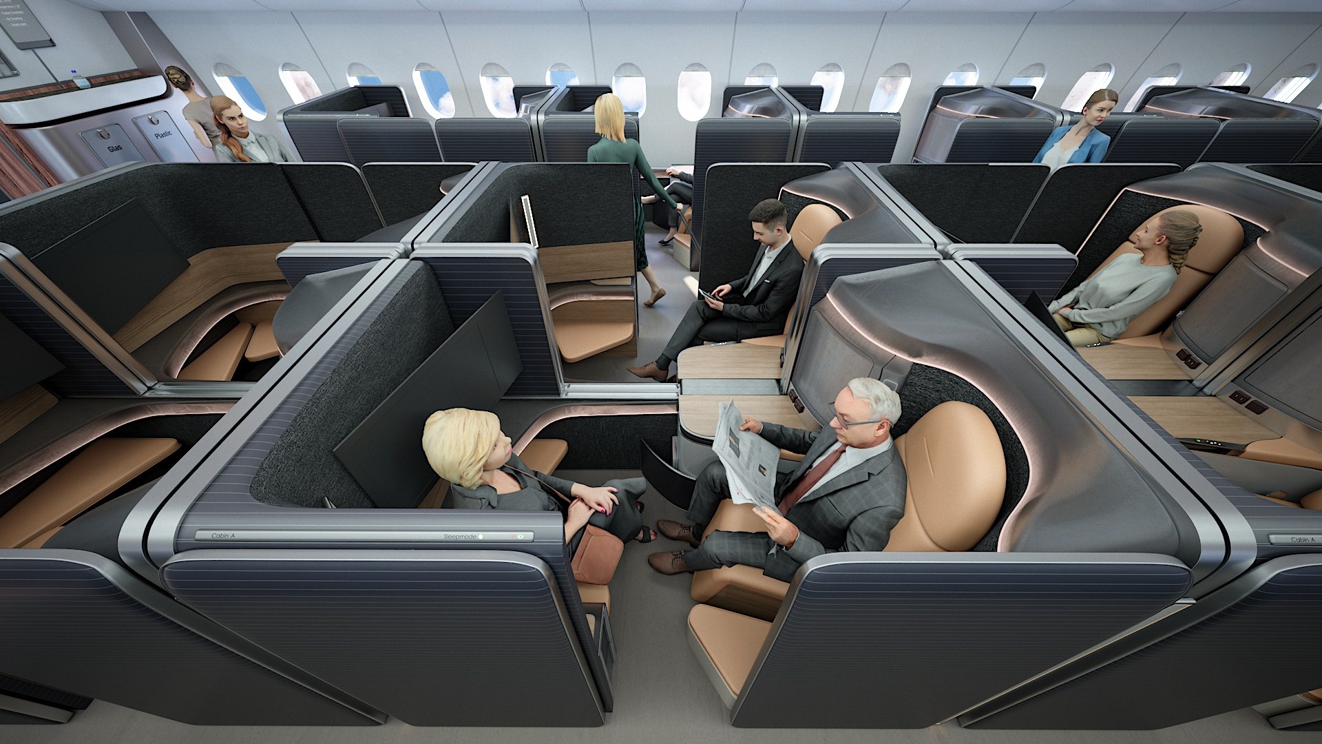 3D First-class Cabin With Passenger Seat Animated Model - TurboSquid ...