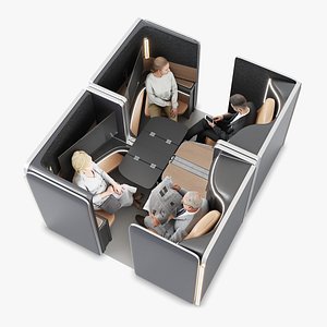 3D First-class cabin with passenger seat animated model