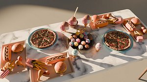 3D Modular Realistic Food Props Pack Game Ready PBR with LODs model