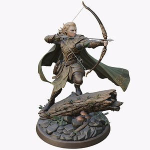 Elven Archer - High-Detail Fantasy Warrior Statue
