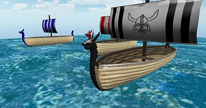 viking ships 3d model