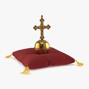 3D Antique Globus Cruciger on Velvet Cushion model