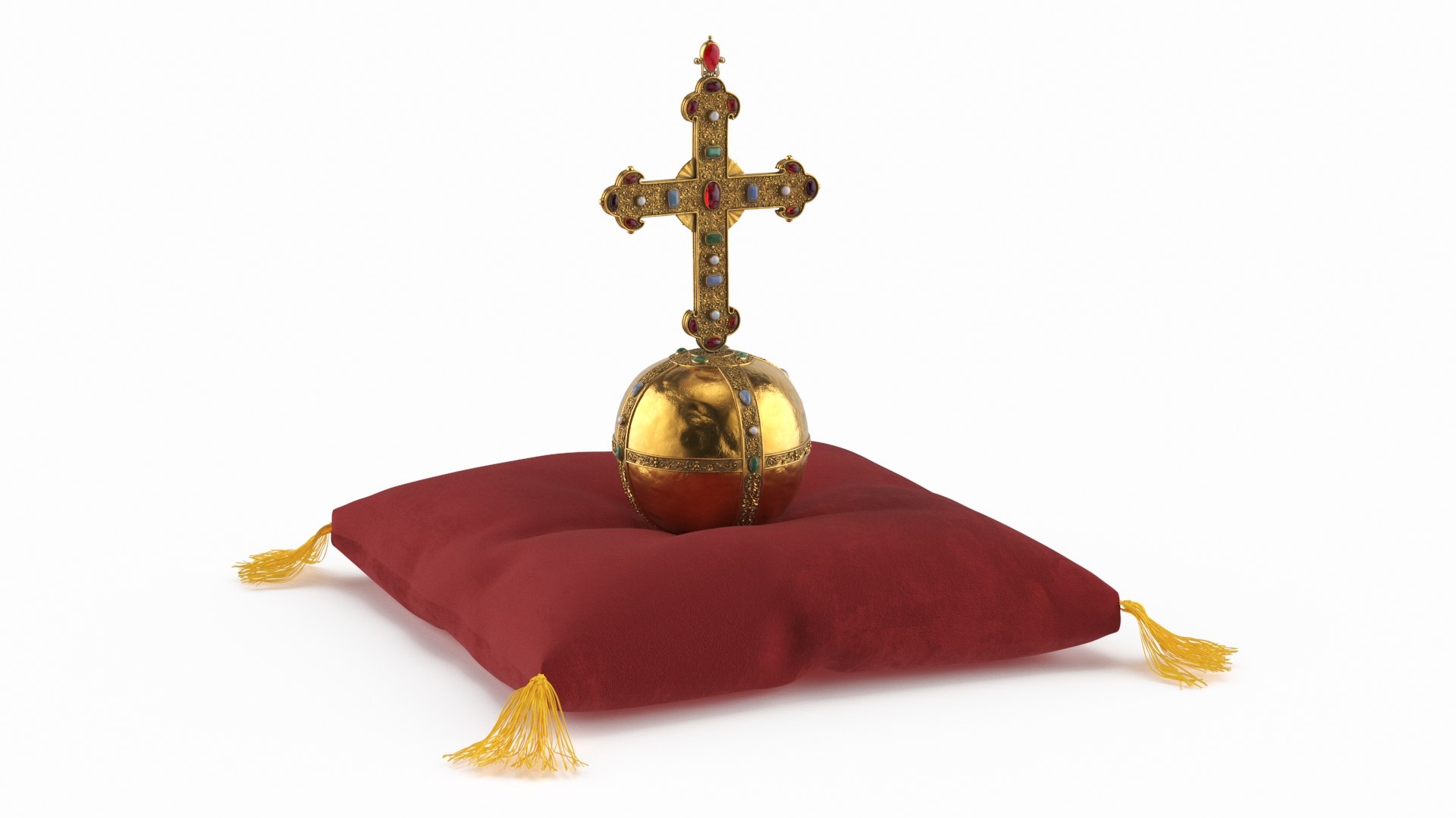 Antique Globus Cruciger on Velvet Cushion 3D model preview