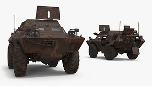 Forest Camo Combat Vehicle Worn Dirty with Interior Rigged for Cinema 4D