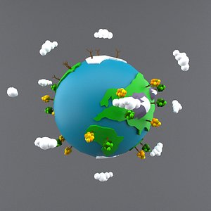 Planet Earth Cartoon Low Poly