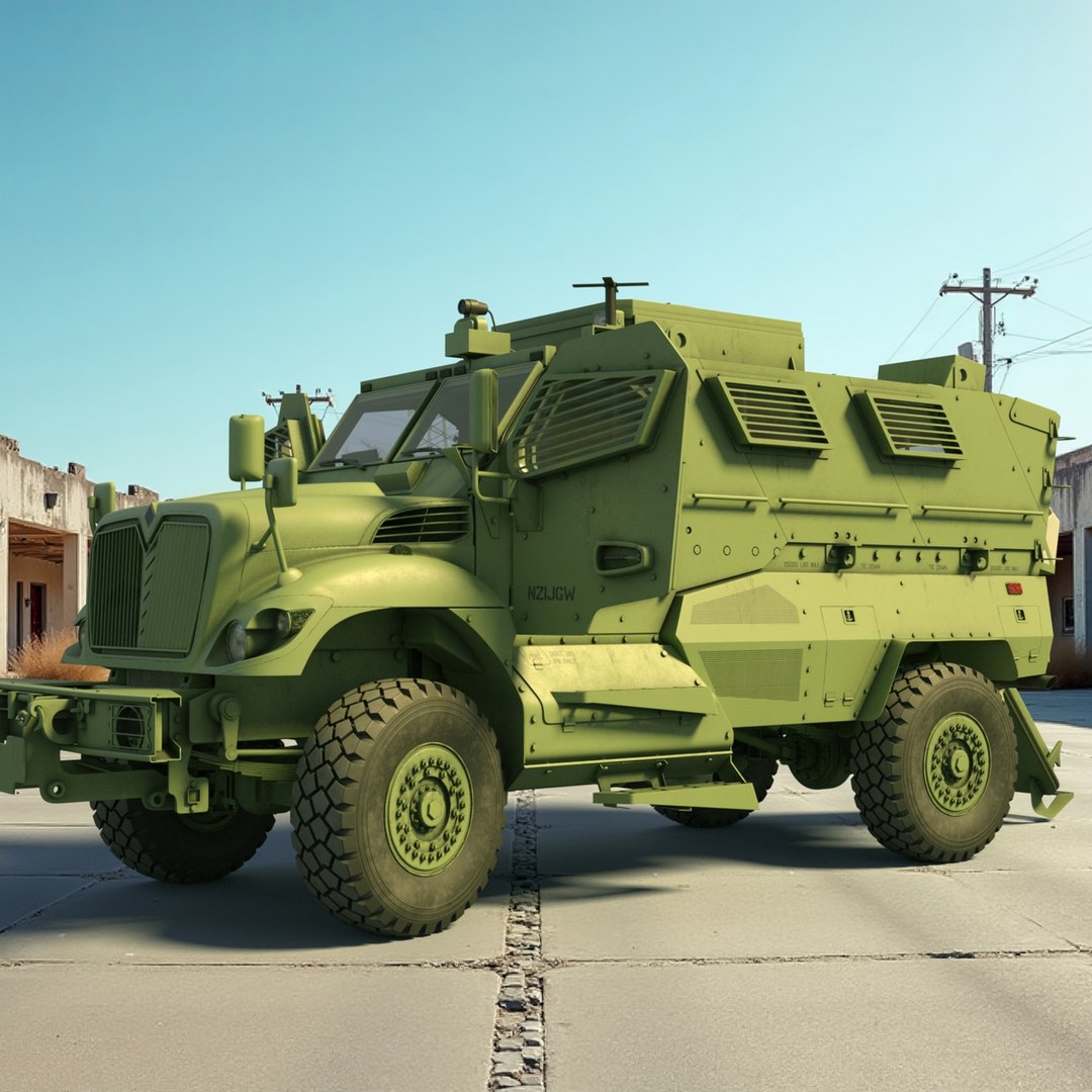 Armored Fighting Vehicle Green Rigged 3D model preview