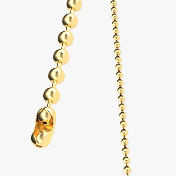 Bead Jewelry Chain Gold 3D model