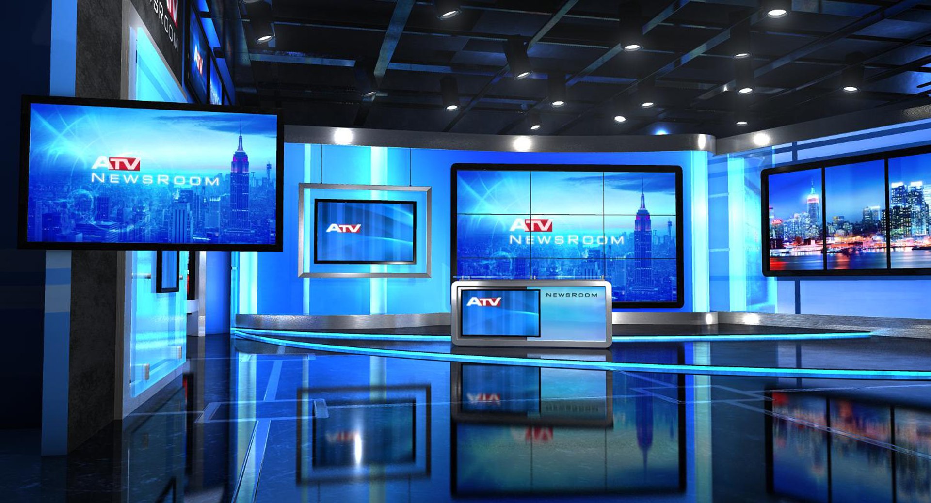 3D virtual set news studio - TurboSquid 1259286