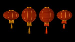 chinese red lanterns 3D model