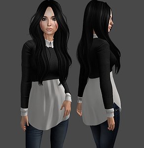 sweater short shirt 3D