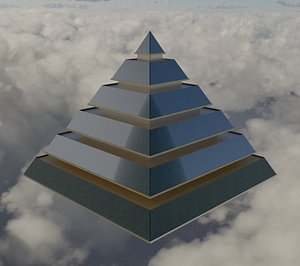 3D golden green marbled pyramid