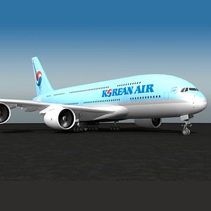 3D Korean Air Airbus A380 model