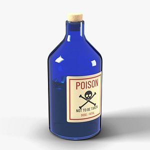 Poison Bottle with Skull Label and Cork - Cobalt Blue Apothecary Glass