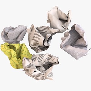 3d model of crumpled balls paper