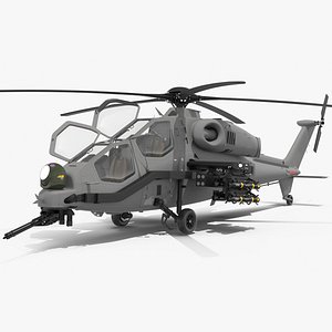 Combat Gray Helicopter Rigged for Cinema 4D
