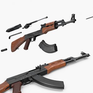 3D Assembling an AK 47 Rigged Animated for Maya