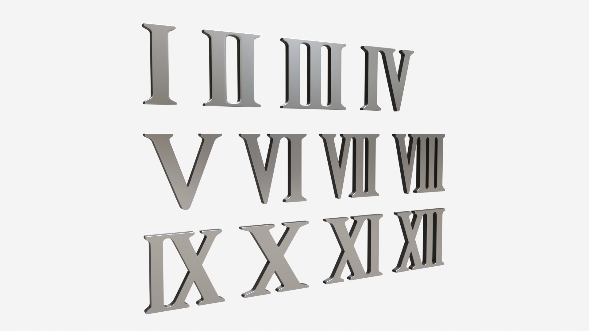 Roman Numbers Silver Metal Plastic 3D Model - TurboSquid 1920621