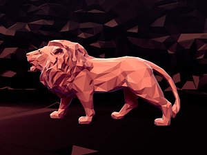 3D model Lion Statue Low Polygon