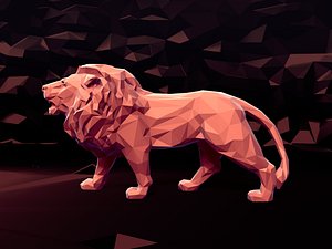 LowPoly Lion Figurine Ready for 3D Printing